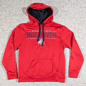 Ohio State Buckeyes Hoodie Pullover MEDIUM Red Scarlet & Gray Authentic Apparel